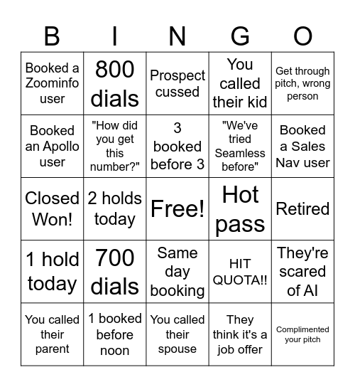 TRAINING!!!!! Bingo Card