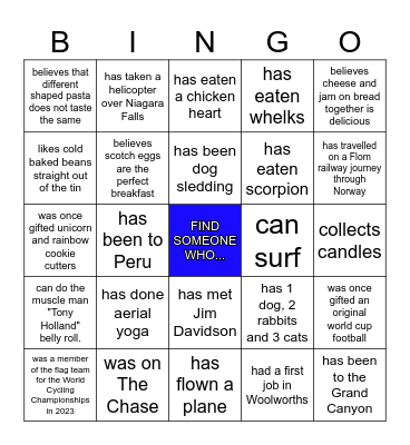 H U M A N Bingo Card