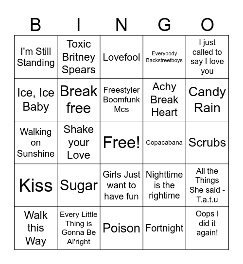 Music! Music! Music Bingo Card