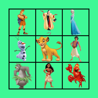 Disney Character Bingo! Bingo Card