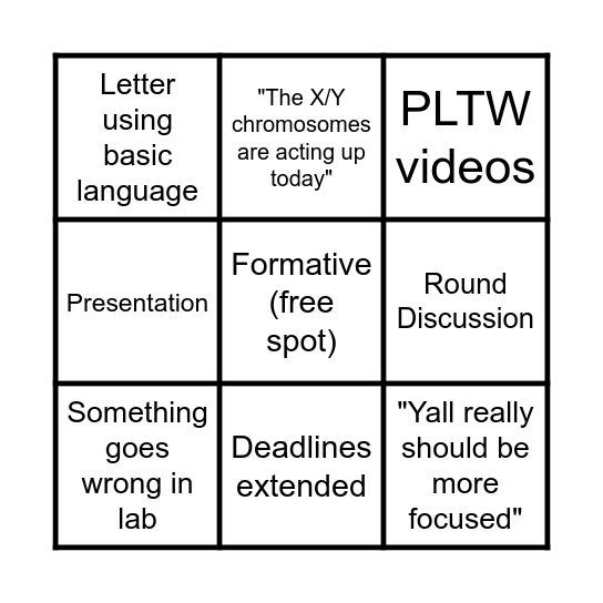 A Day of MI Bingo Card