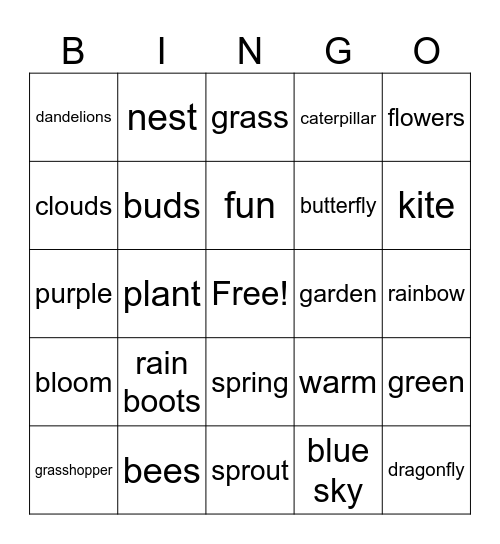 SPRING Bingo Card
