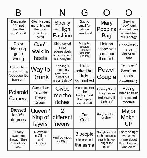 Spot the Drama Bingo Card