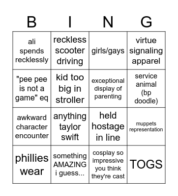 Disney Bingo Card