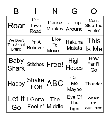 Friday Music Bingo! Bingo Card