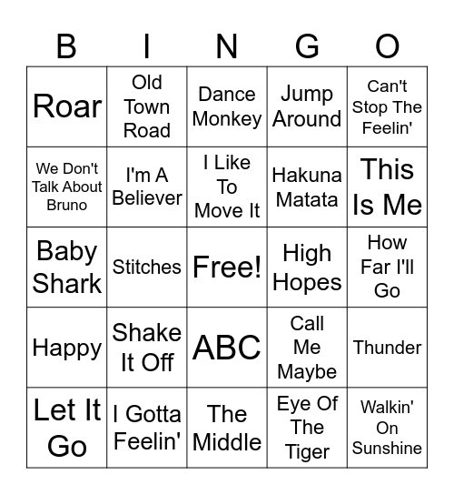Friday Music Bingo! Bingo Card