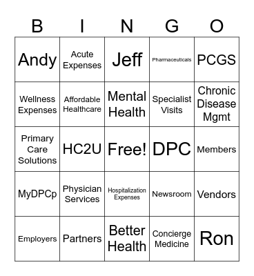 Healthcare2U Bingo Card