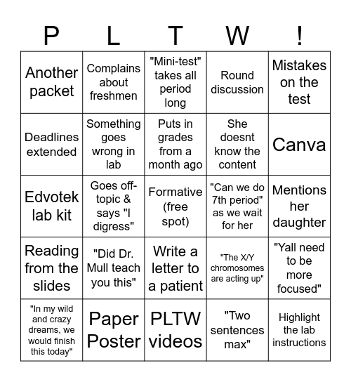 Week of MI Bingo Card
