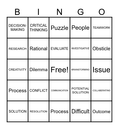 PROBLEM SOLVING Bingo Card