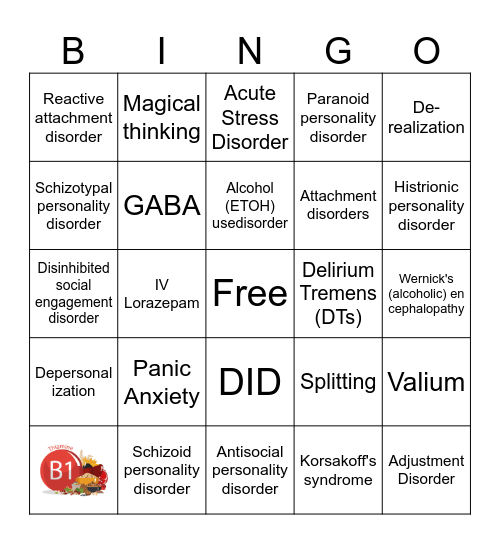 Mental Health Exam #3 Bingo Card