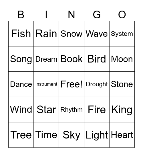 Rhyming Bingo: write a rhyming word in the box Bingo Card