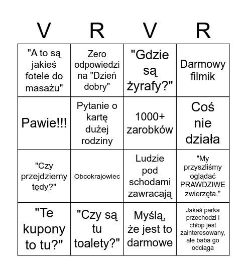 Kraków Zoo Bingo Card