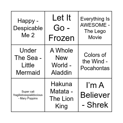 "Will Someone Think Of The Children" Bingo Card