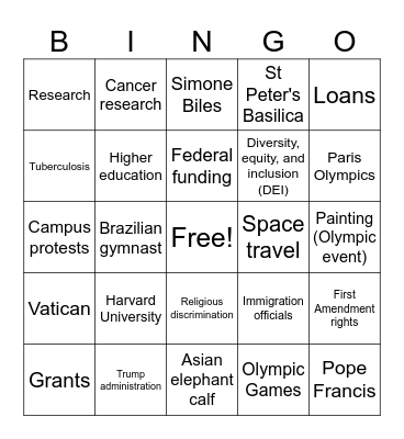 4/25/25 Bingo Card