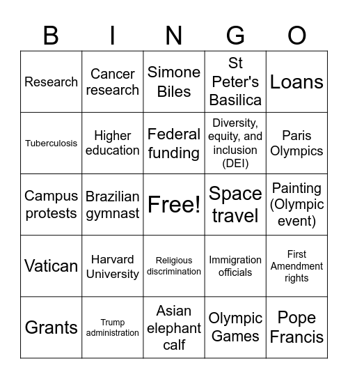 4/25/25 Bingo Card