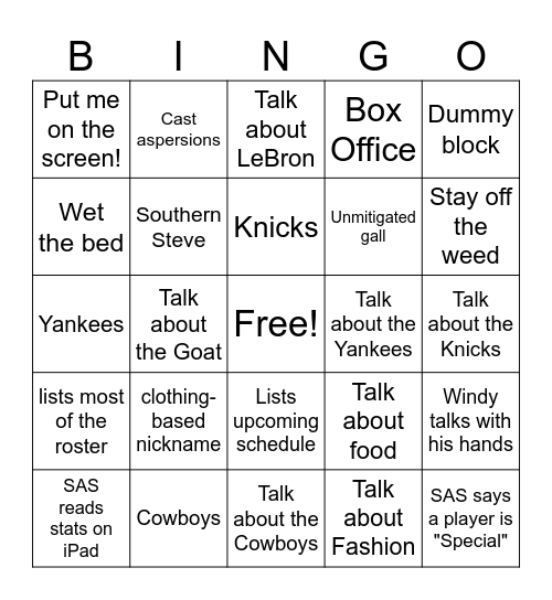 First Take Bingo Card
