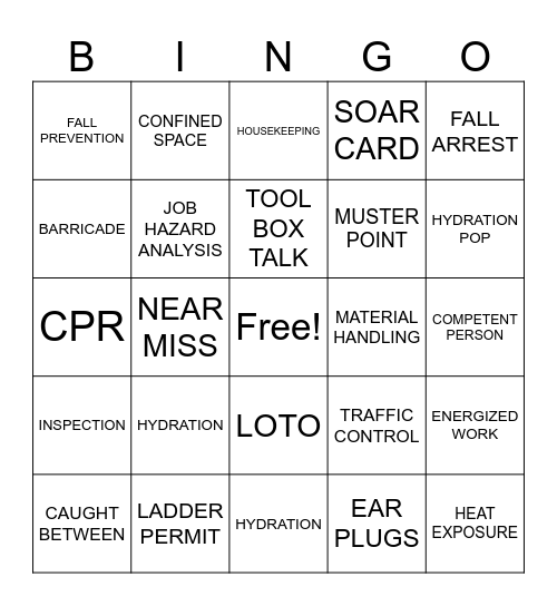 SAFETY WEEK BINGO Card