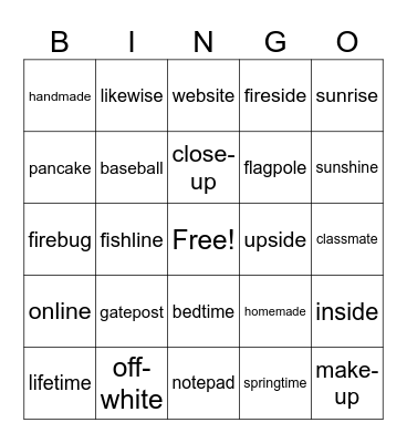 4.2 BINGO Compound Words Bingo Card
