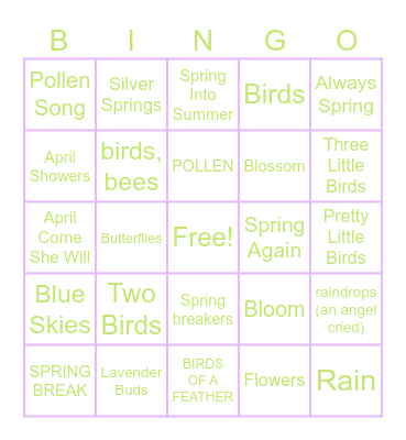 Spring Bingo Card