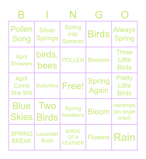 Spring Bingo Card