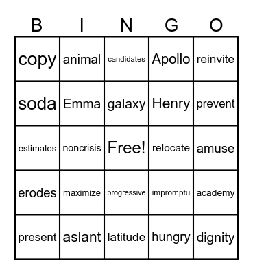 Untitled Bingo Card
