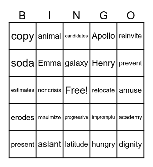 Untitled Bingo Card