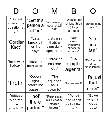 Dombelsky Bingo Card