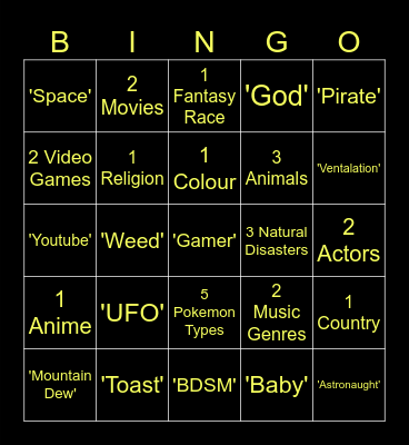 Sykkuno, Toast Infinite Craft Bingo Card