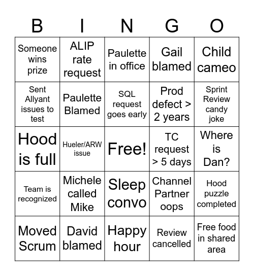Squirrel Bingo Card