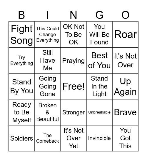 Overcoming & Resilience Bingo Card