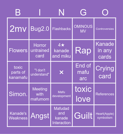 Mafu6 Bingo Card