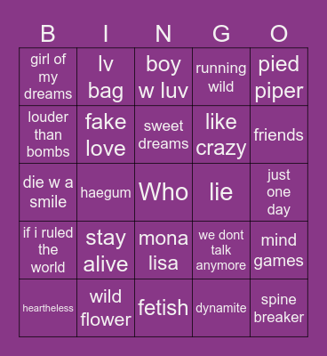 LESSGOO Bingo Card