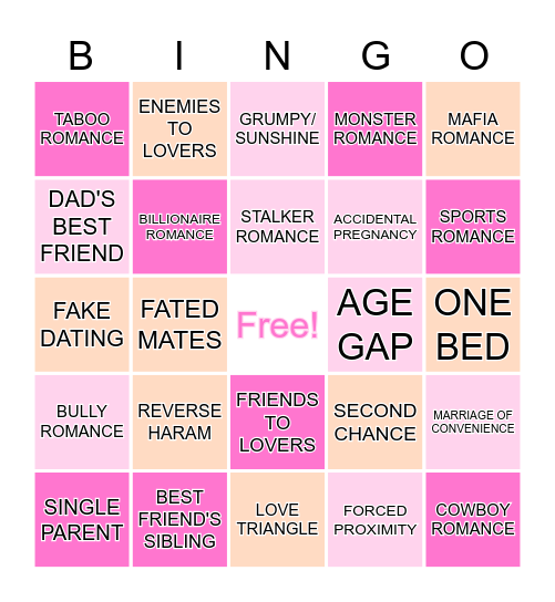 Book Trope Bingo Card