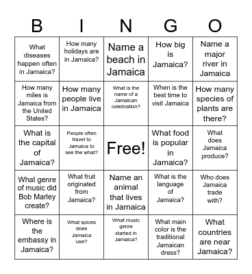 Caribbean Bingo Scavenger Hunt Bingo Card