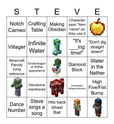 MINECRAFT Bingo Card