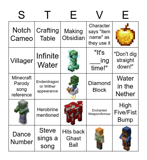 MINECRAFT Bingo Card