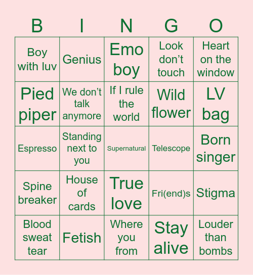 Sarvn Bingo Card