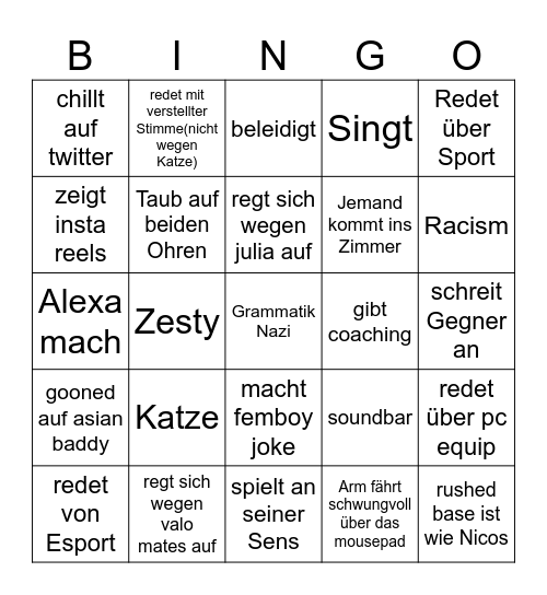 Schilke Bingo Card