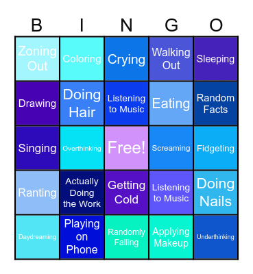 In Class Bingo Card