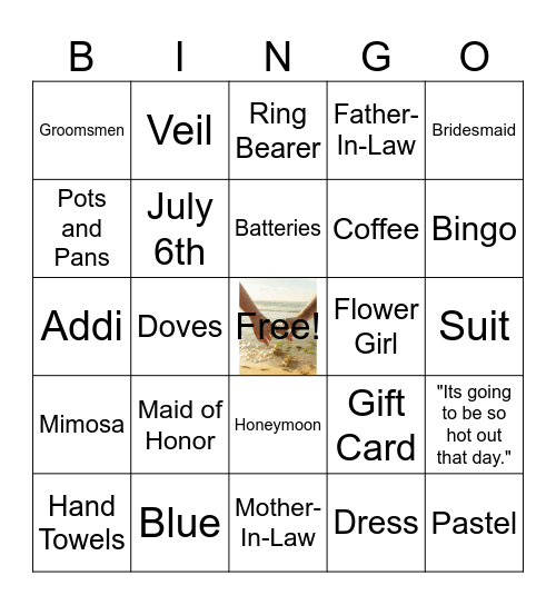 Bridal Shower Bingo Card