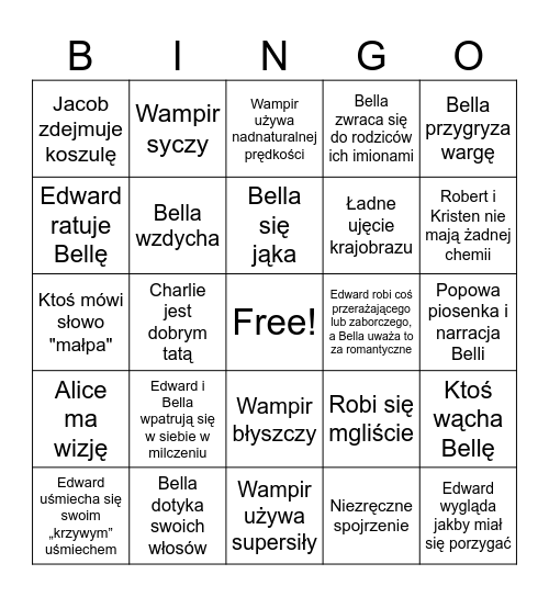 ZMIERZCH Bingo Card