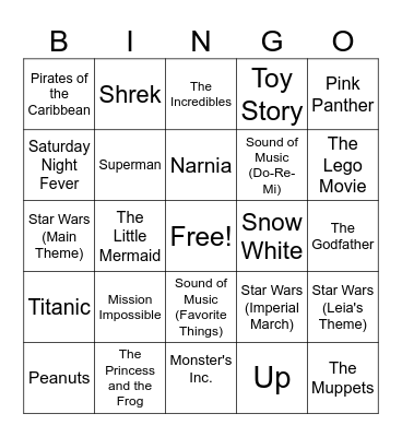 Movie Music Bingo Card