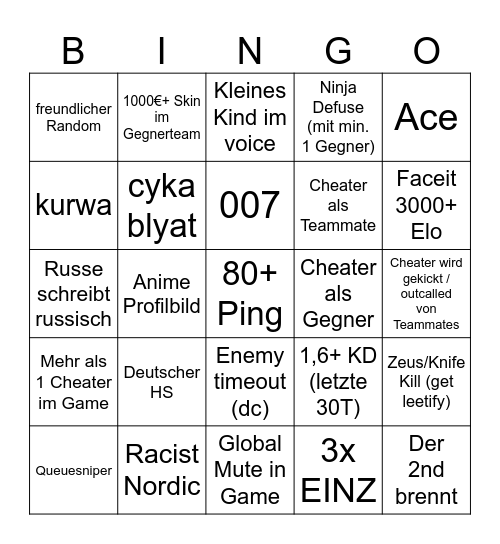 Valve Bingo Card