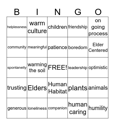 Eden Bingo Card