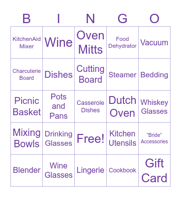 Gift Bingo Card