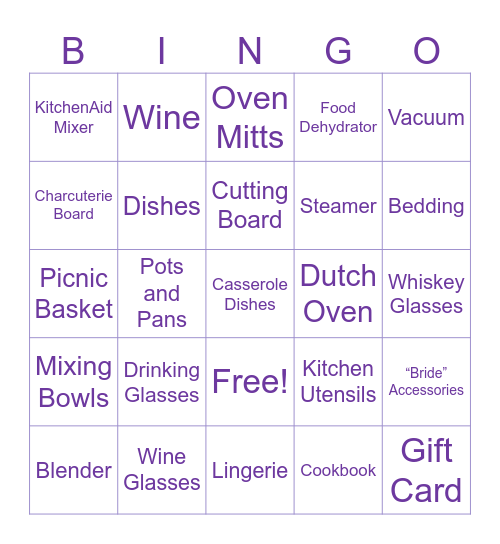 Gift Bingo Card