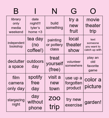 Molly’s May Bingo Card