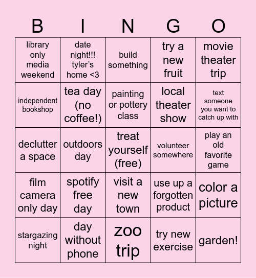 Molly’s May Bingo Card