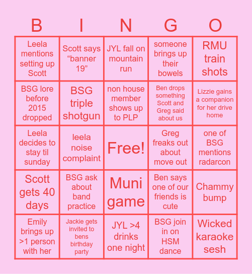 HOEchella! Bingo Card