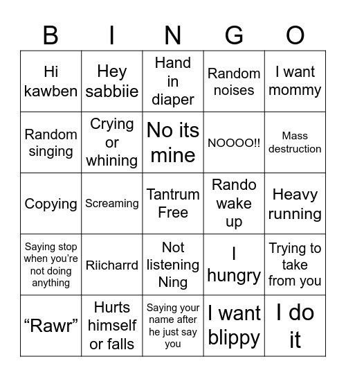 Rocket bingo Card